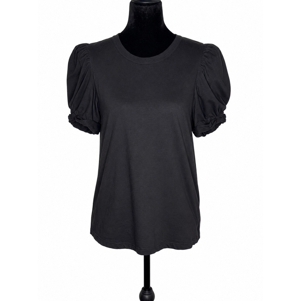 A.L.C. Karina‎ Top M Black Puff Sleeve Quiet Luxury Minimalist Cotton Tee